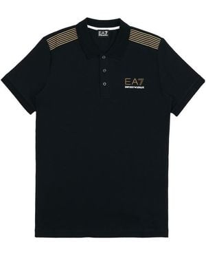EA7 Logo Lapel Polo Shirt - Black