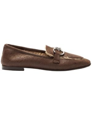 Casadei Bufaland Chain Faux Fur Flat Shoes - Brown