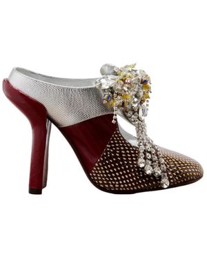 Dries Van Noten Embellished Patchwork Leather Mules - Brown
