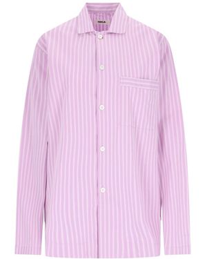 Tekla Striped Cotton Pyjama Top - Pink
