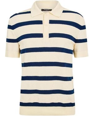 Balmain Striped Short-Sleeve Polo Shirt - Blue