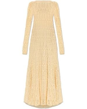 forte_forte Long-Sleeve Lace Midi Dress - Natural