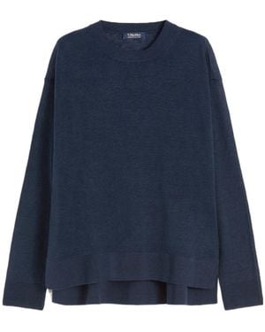 Max Mara Fine-Knit Stepped-Hem Jumper - Blue