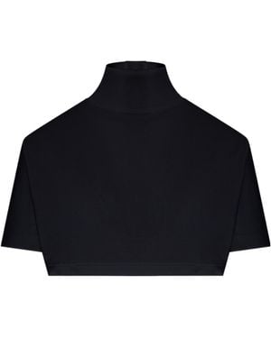 Alaïa High-Neck Cropped Blouse - Blue