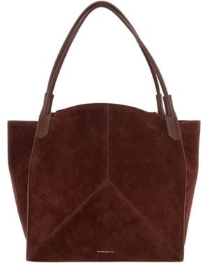 Victoria Beckham Logo Embossed Shoulder Bag - Brown