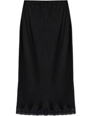 Victoria Beckham Floral-Lace Midi Skirt - Black