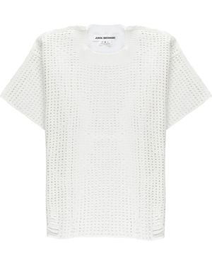 Junya Watanabe Open-Knit Short Sleeved T-Shirt - White