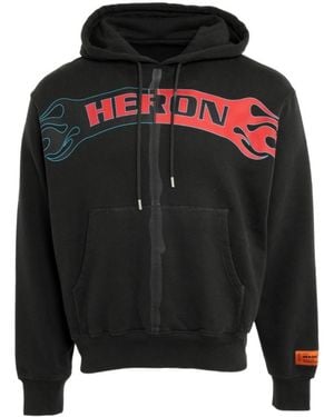 Heron Preston Logo Printed Drawstring Hoodie - Black