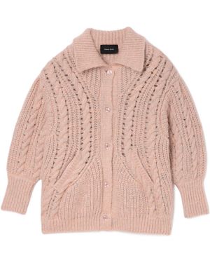 Simone Rocha Cable-Knit Button Cardigan - Pink