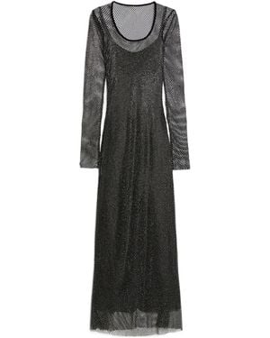 Sportmax Embellished Long-Sleeved Maxi Dress - Black