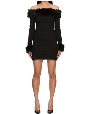 Heron Preston Faux Fur Trim Strapless Dress - Black