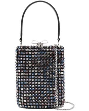 Self-Portrait Crystal-Embellished Mini Tote Bag - White