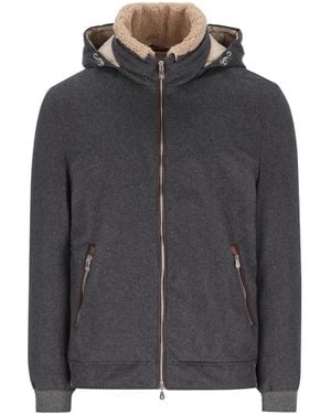 Brunello Cucinelli Zip-Up Hooded Jacket - Gray