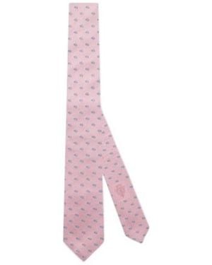 Gucci Double G Silk Jacquard Tie - Pink