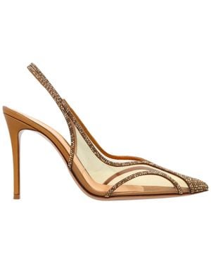 Gianvito Rossi Brenda Embellished Slingback Pumps - Metallic