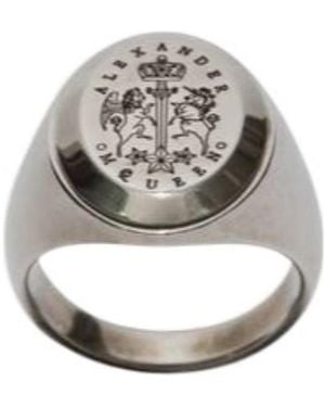 McQueen Engraved Detail Ring - Metallic
