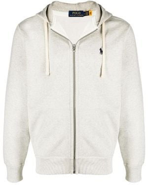 Ralph Lauren Polo Pony Embroidered Zipper Hooded Casual Jacket - White