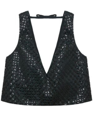 Dorothee Schumacher Sequin Embellished Crop Top - Black