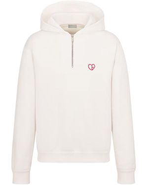 Dior Homme Zip Detailed Long-Sleeved Hoodie - White