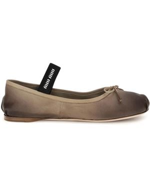 Miu Miu Leather Ballerinas - White