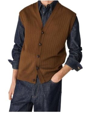 Bottega Veneta V-Neck Sleeveless Knitted Gilet - Brown
