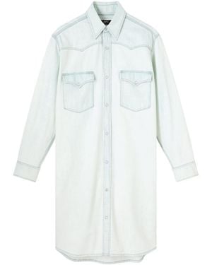 A.P.C. Tie-Fastening Shirt Mini Dress - White