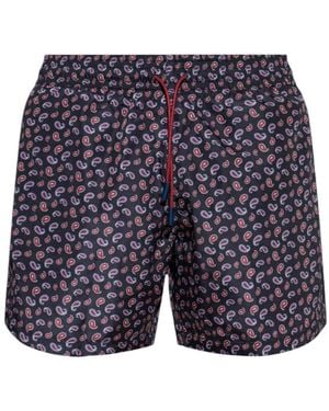 Etro Swim Shorts With Micro Paisley Motif - Blue