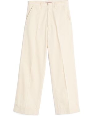 Valentino Pleat Detailed Wide Leg Trousers - White