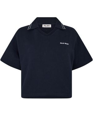 Miu Miu Short Sleeve Polo Top - Blue