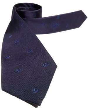 Gucci Double G Silk Jacquard Tie - Blue