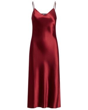Polo Ralph Lauren Slip-On Silk Midi Dress - Red