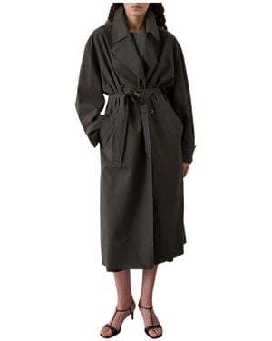 Soeur Solid Color Trench Coat - Black
