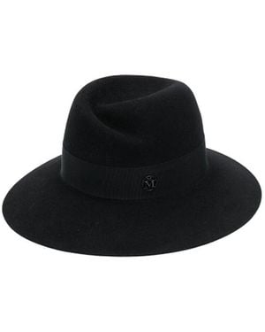 Maison Michel Virginie Logo Plaque Fedora Hat - Black