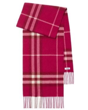 Burberry Checked Fringed-Edge Scarf - Red