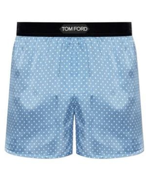 Tom Ford Polka-Dot Pattern Silk Boxers - Blue