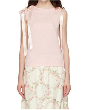 Simone Rocha Bow Ribbon Tank Top - Pink