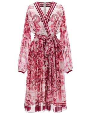 Dolce & Gabbana Graphic-Printed Belted Dress - Red