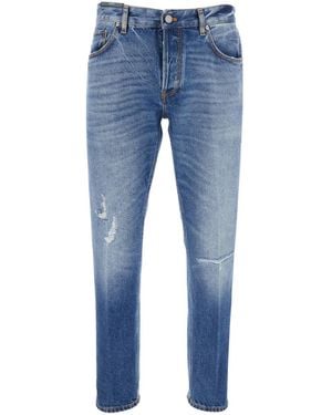 Pt Pantaloni Pt Torino Logo Patch Slim Jeans - Blue