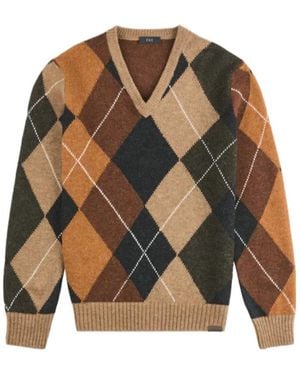 Fay V-Neck Pullover - Brown