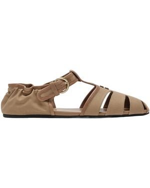 Miu Miu Cotton-Leather Fisherman Sandals - Brown