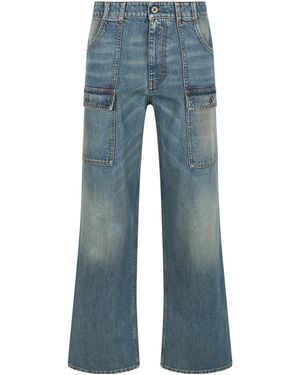 Miu Miu Logo-Patch Denim Jeans - Gray