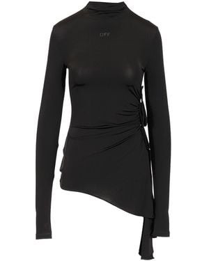 Off-White c/o Virgil Abloh Draped High Neck Mini Dress - Black
