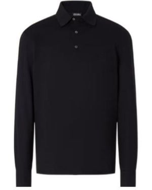 ZEGNA Long-Sleeve Polo Shirt - Blue