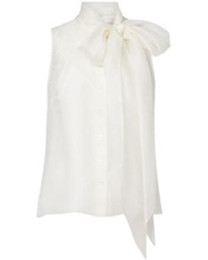 Carolina Herrera Tie-Neck Silk Top - White