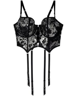 DIESEL X Savage X Fenty Mesh Paneled Foiled Bustier - Black