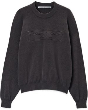 Alexander Wang Logo Embossed Ribbed-Knit Sweater - Black