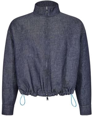 Fendi Stand Collar Zip-Up Jacket - Blue
