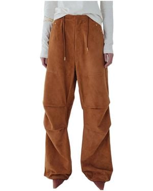 DARKPARK Wide-Leg Leather Trousers - Brown