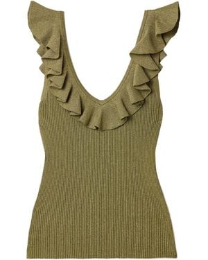 Zimmermann Ruffled Knitted Top - Green