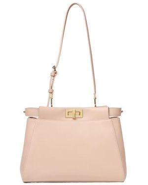 Fendi My Peekaboo Small Leather Bag - Natural